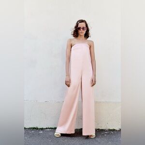 Zara Pink Strapless Jumpsuit